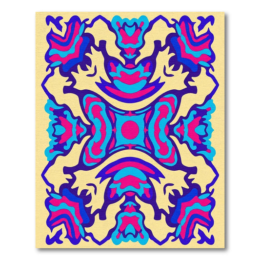 Psychedelic Pink Blue Organic Medallion Rug