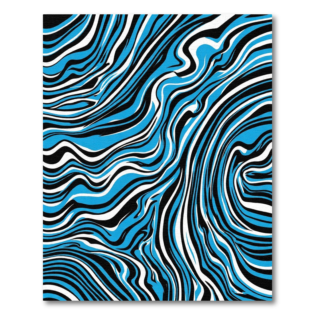 Electric Blue Black White Swirl Rug