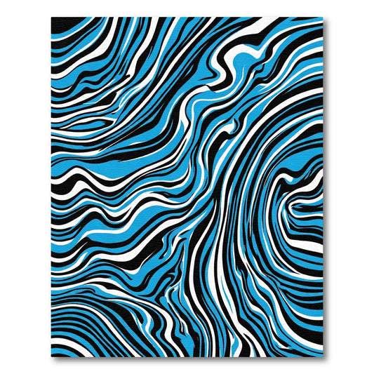 Electric Blue Black White Swirl Rug