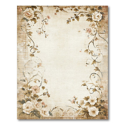 Vintage Beige Rose Floral Area Rug