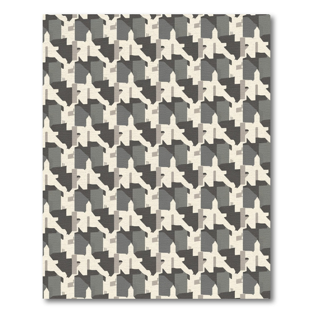 Monochromatic Geometric Houndstooth Overlay Rug