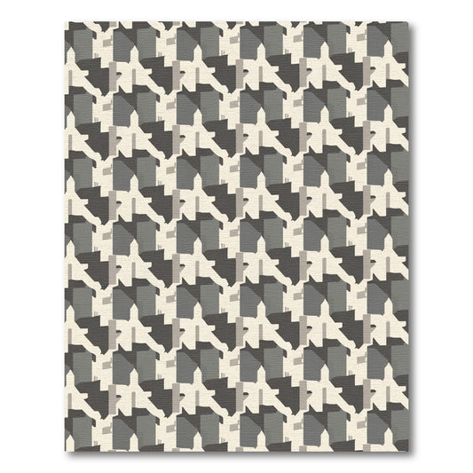 Monochromatic Geometric Houndstooth Overlay Rug