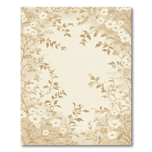 Neutral Cream Floral Branch Overlay Rug