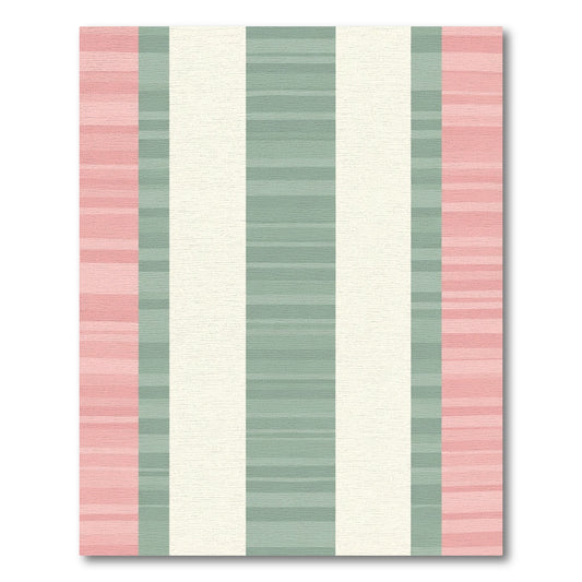 Pastel Pink Green Stripe Rug