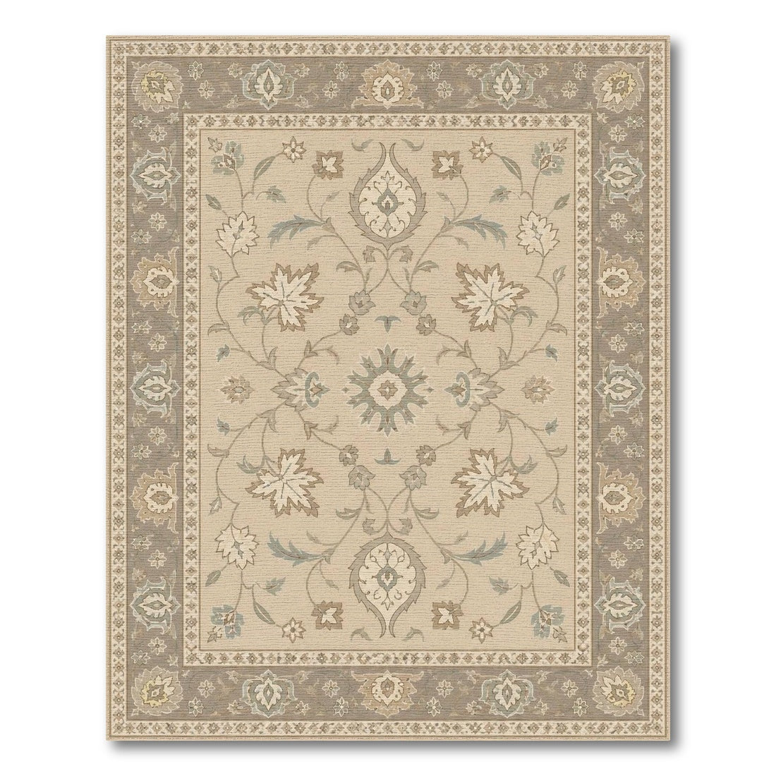 Vintage Beige Floral Area Rug