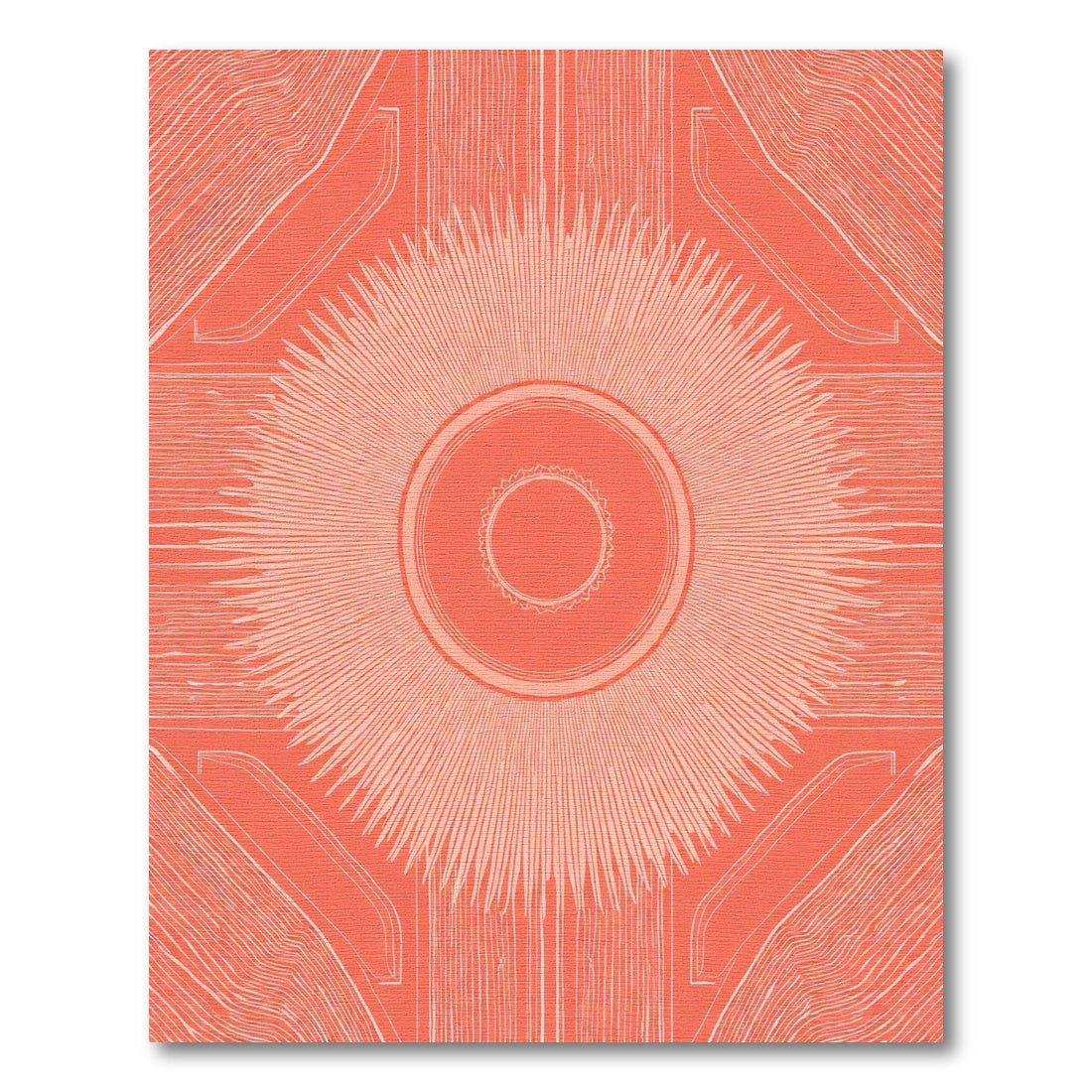 Coral Sunburst Radial Sun Rug