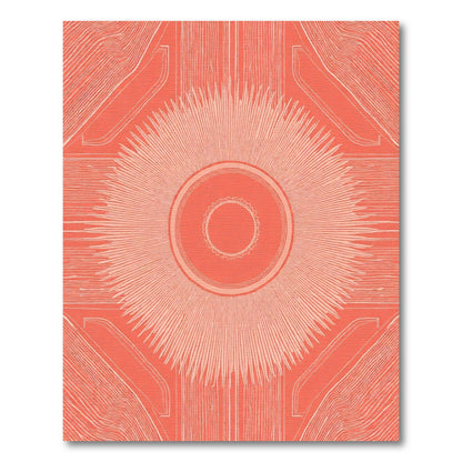 Coral Sunburst Radial Sun Rug