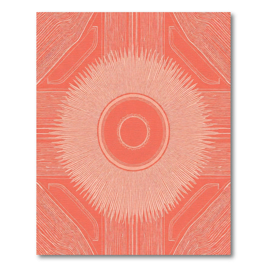 Coral Sunburst Radial Sun Rug