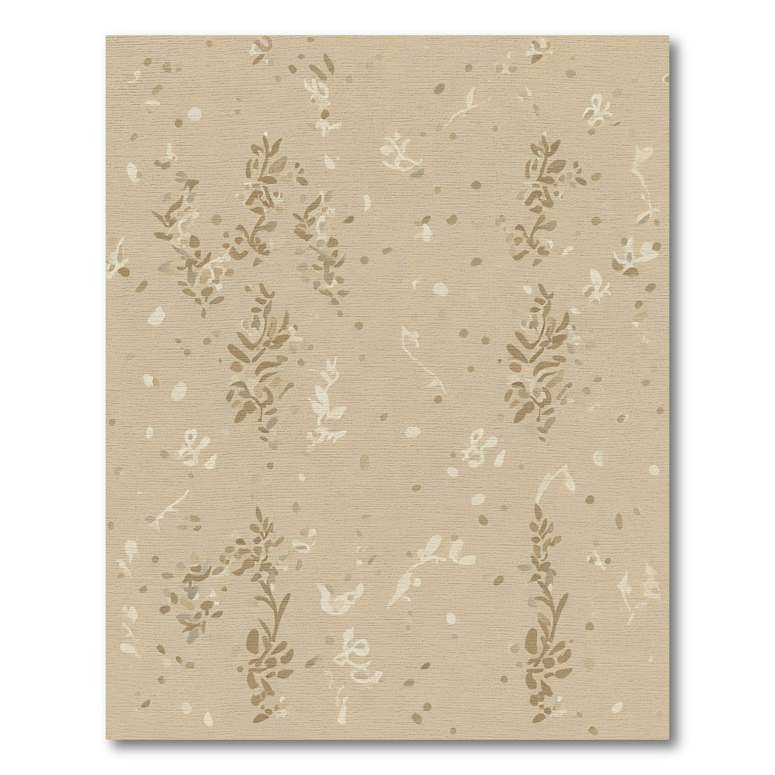 Neutral Tan Botanical Scatter Rug