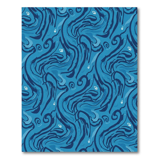 Azure Blue Swirling Water Abstract Rug