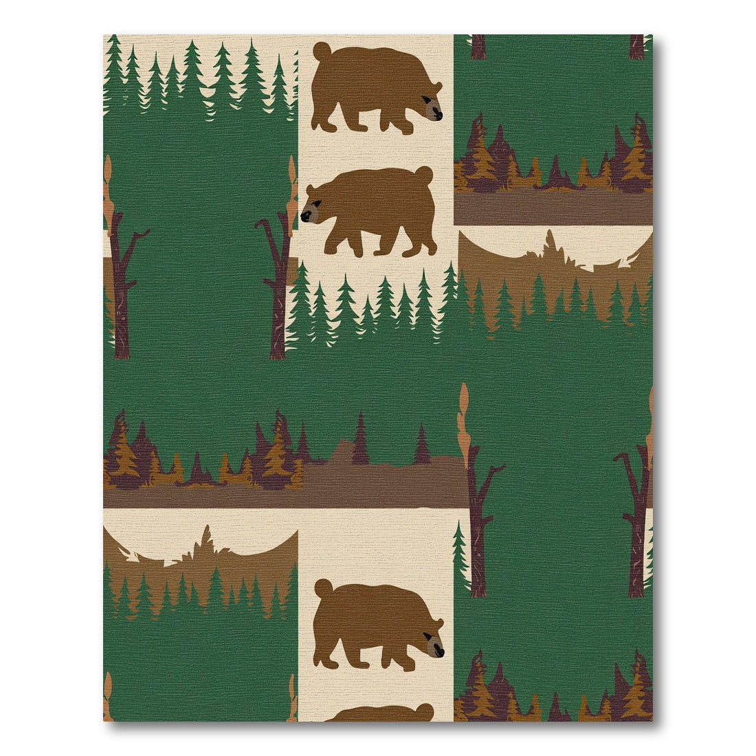 Woodland Bears Forest Trees Landscape Rug