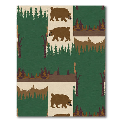 Woodland Bears Forest Trees Landscape Rug