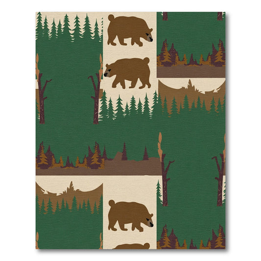 Woodland Bears Forest Trees Landscape Rug
