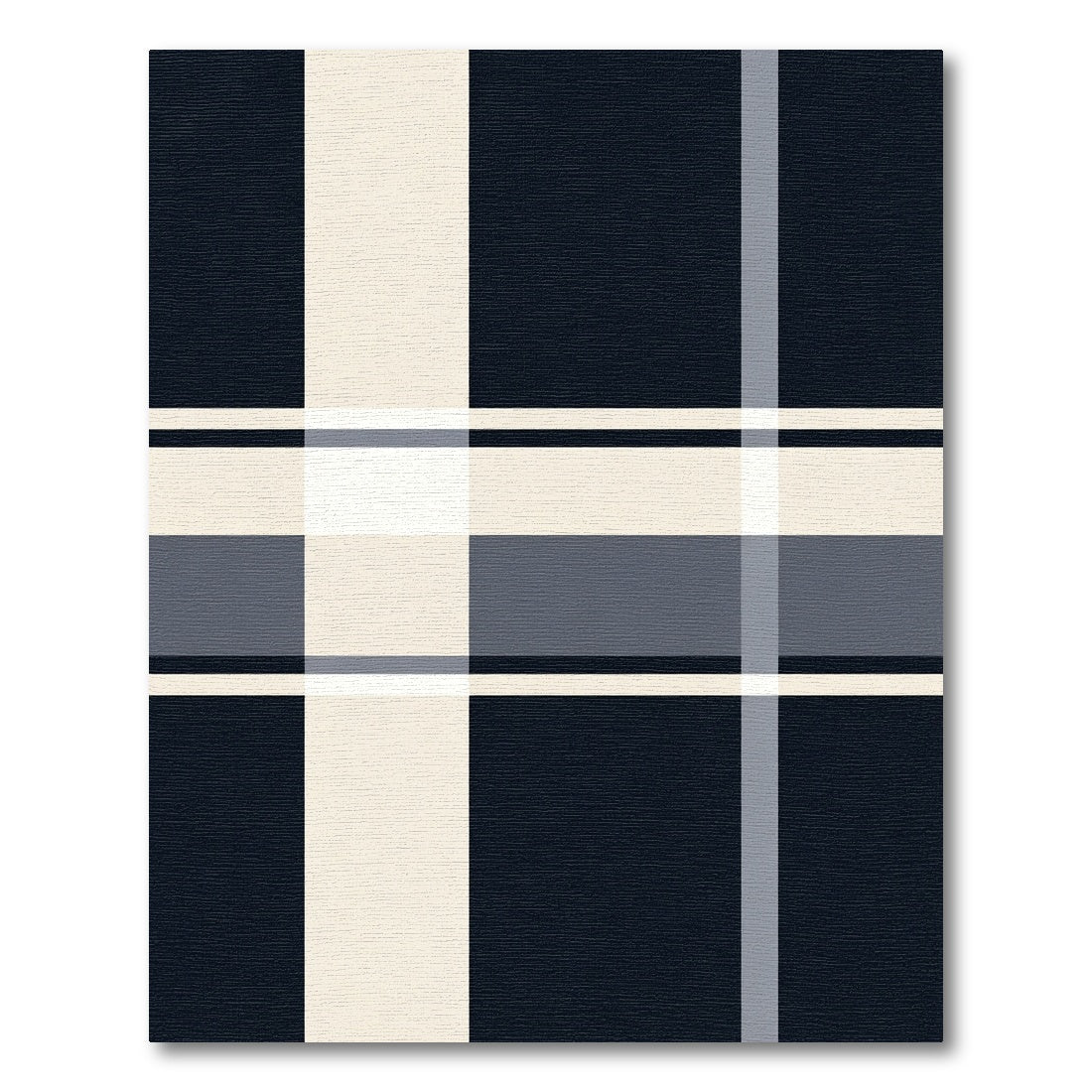 Navy Cream Muted Plaid Blanket Rug
