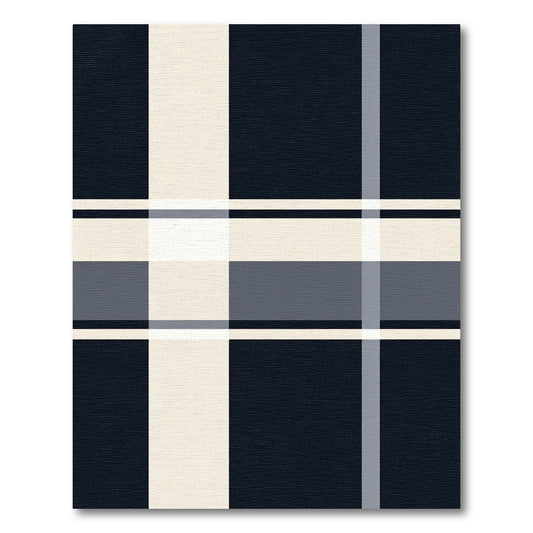 Navy Cream Muted Plaid Blanket Rug