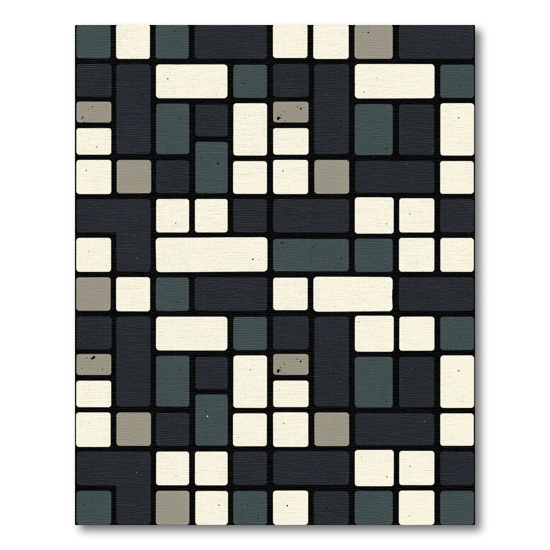 Geometric Dark Slate Cream Composition Rug