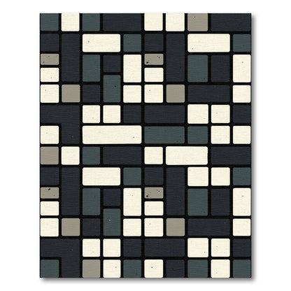 Geometric Dark Slate Cream Composition Rug