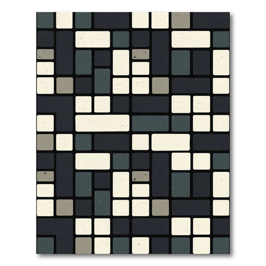 Geometric Dark Slate Cream Composition Rug