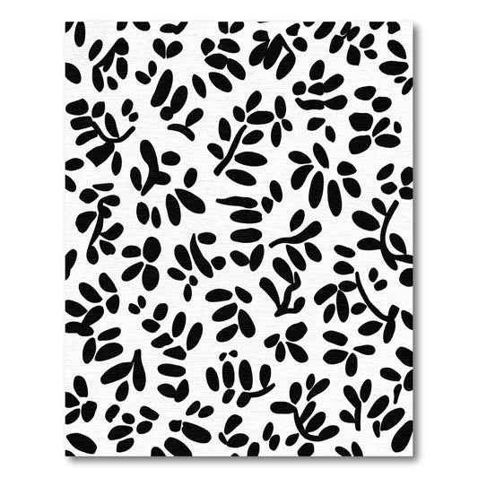 Black White Abstract Botanical Elements Rug