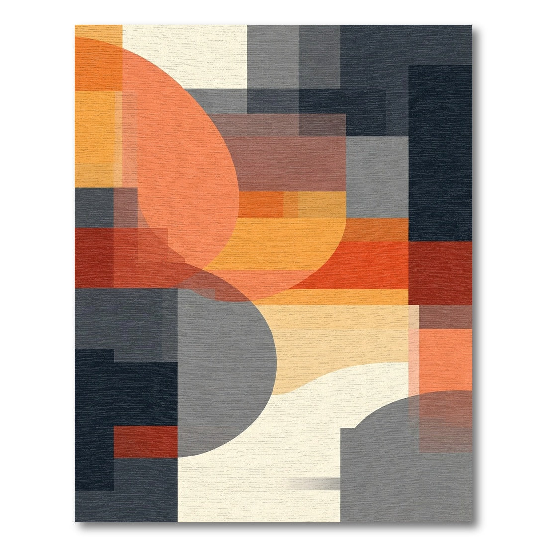Modern Orange Abstract Geometric Forms Rug