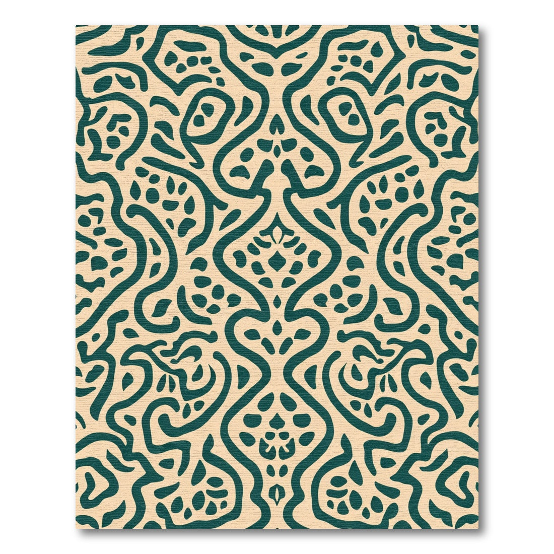 Teal Curving Organic Paisley Rug