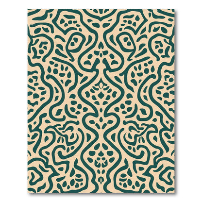 Teal Curving Organic Paisley Rug