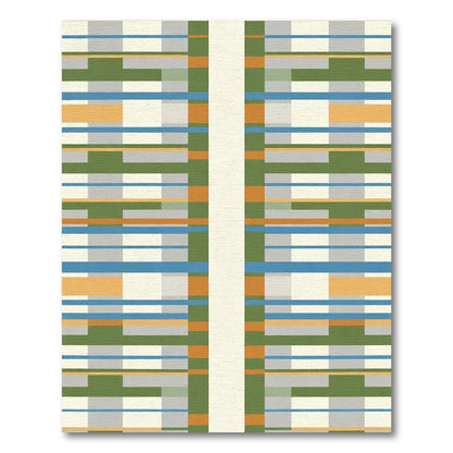 Striped Geometric Cream Blue Green Orange Rug