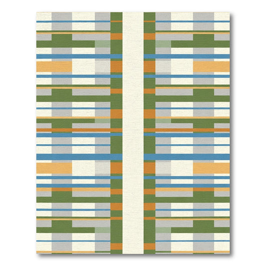 Striped Geometric Cream Blue Green Orange Rug