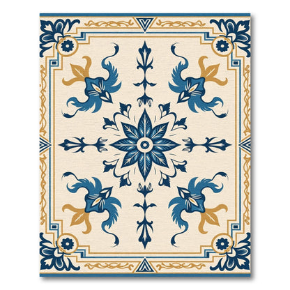 Cerulean Indigo Floral Grand Medallion Rug