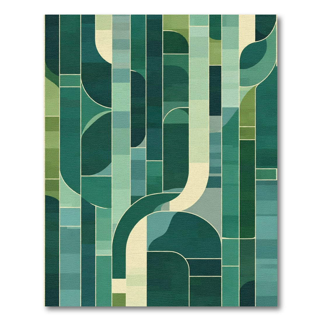 Modern Teal Geometric Curving Segments Rug