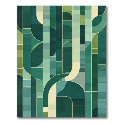 Modern Teal Geometric Curving Segments Rug