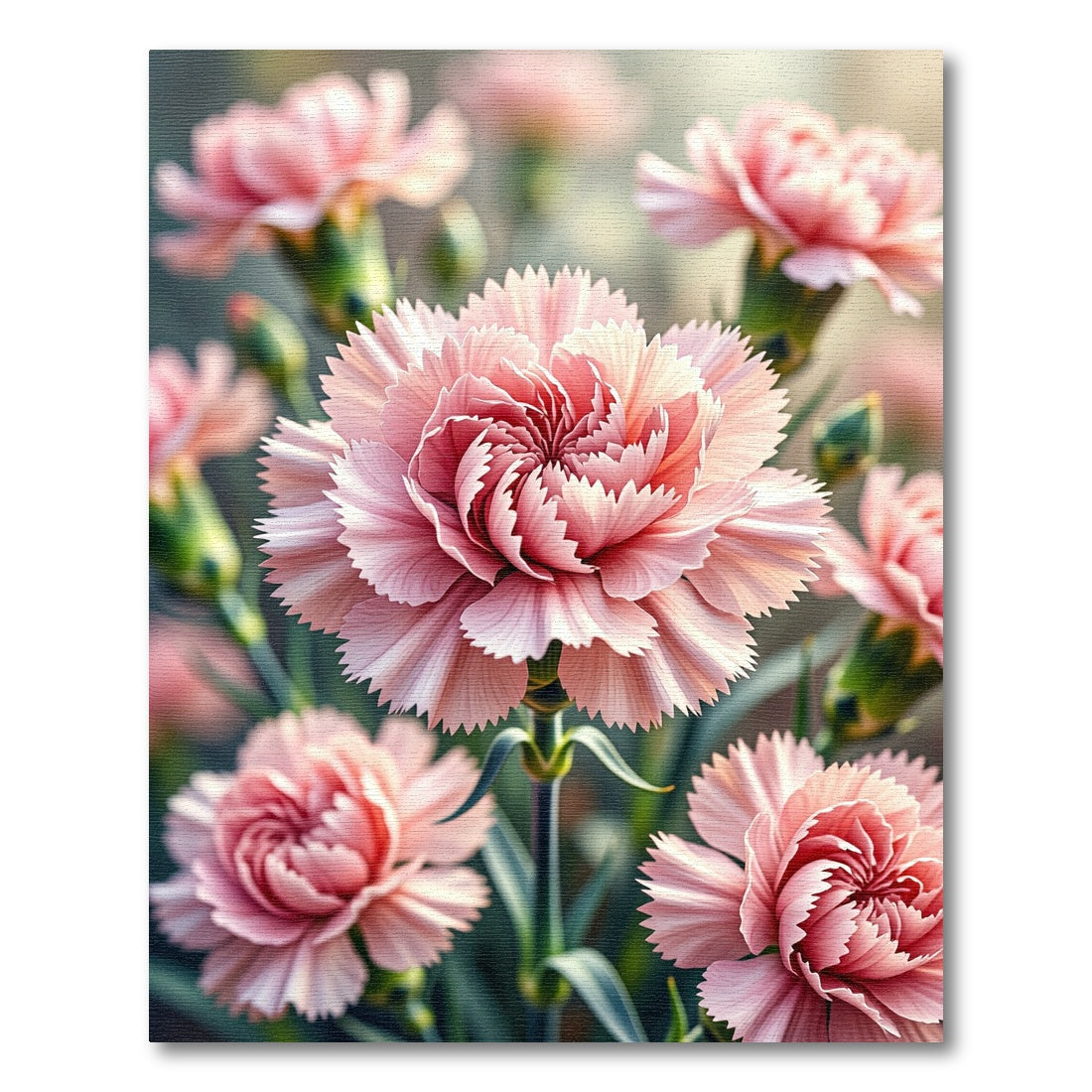 Soft Pink Carnation Garden Bloom Rug