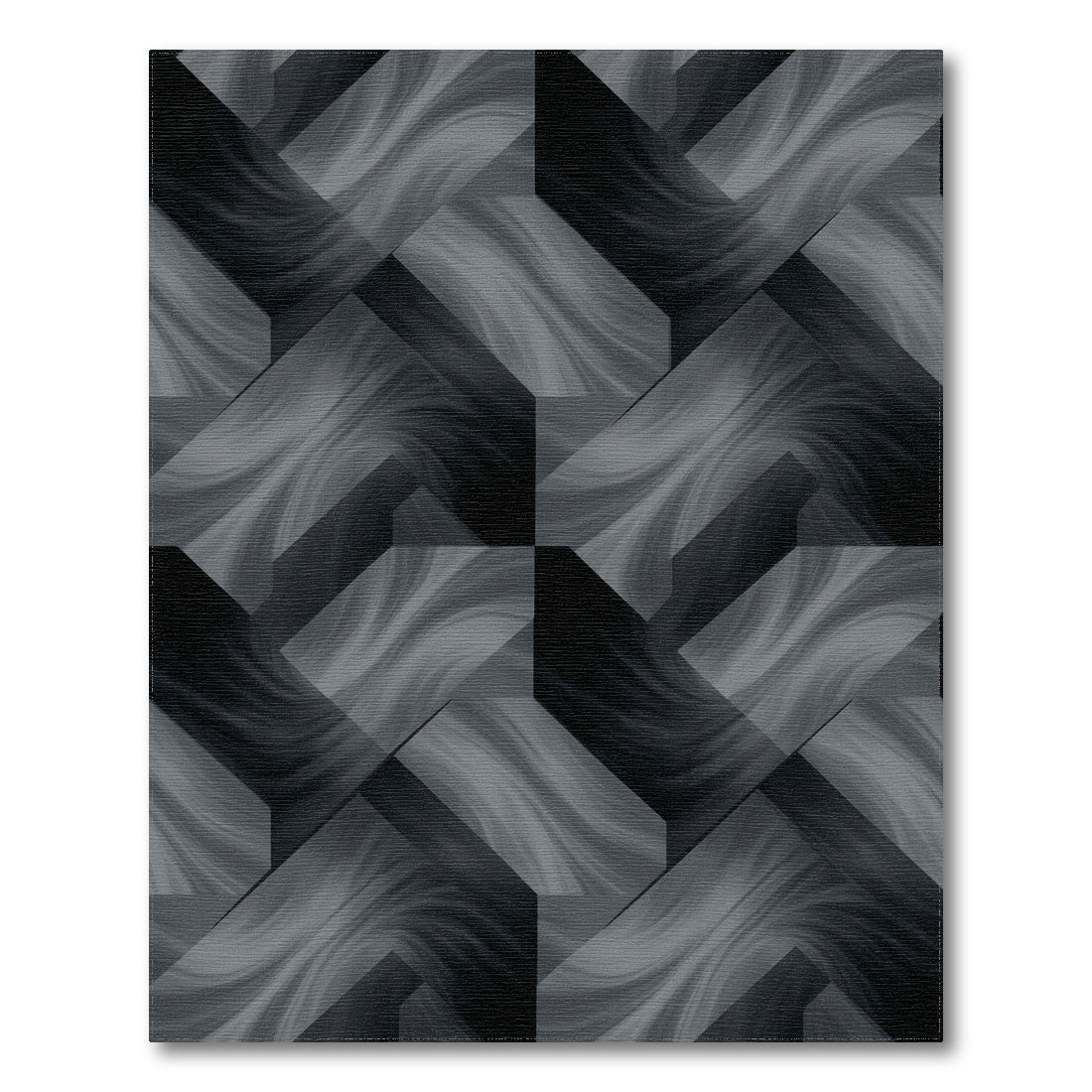 Grey Geometric Swirl Chevron Area Rug