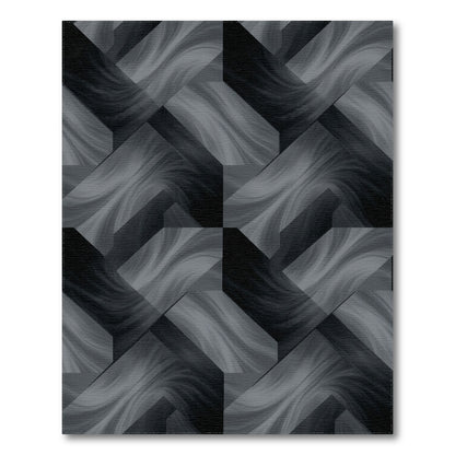 Grey Geometric Swirl Chevron Area Rug
