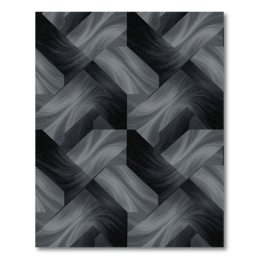 Grey Geometric Swirl Chevron Area Rug