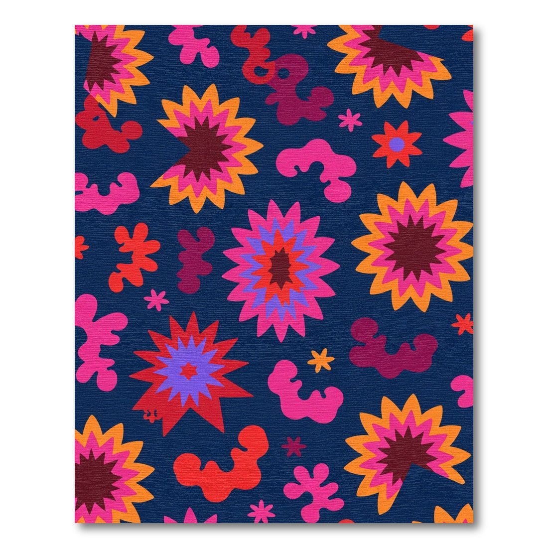 Radical Blue Burst Flower Accents Rug