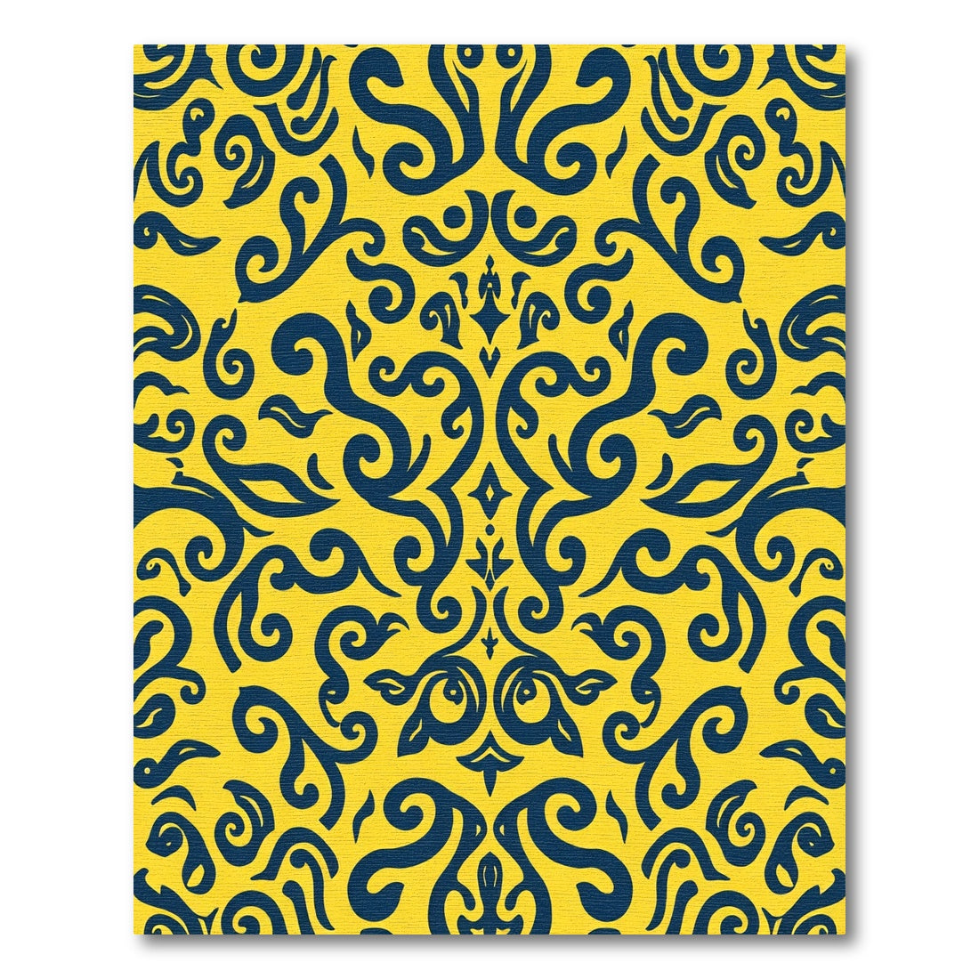 Royal Blue Swirl Scrollwork Ochre Rug