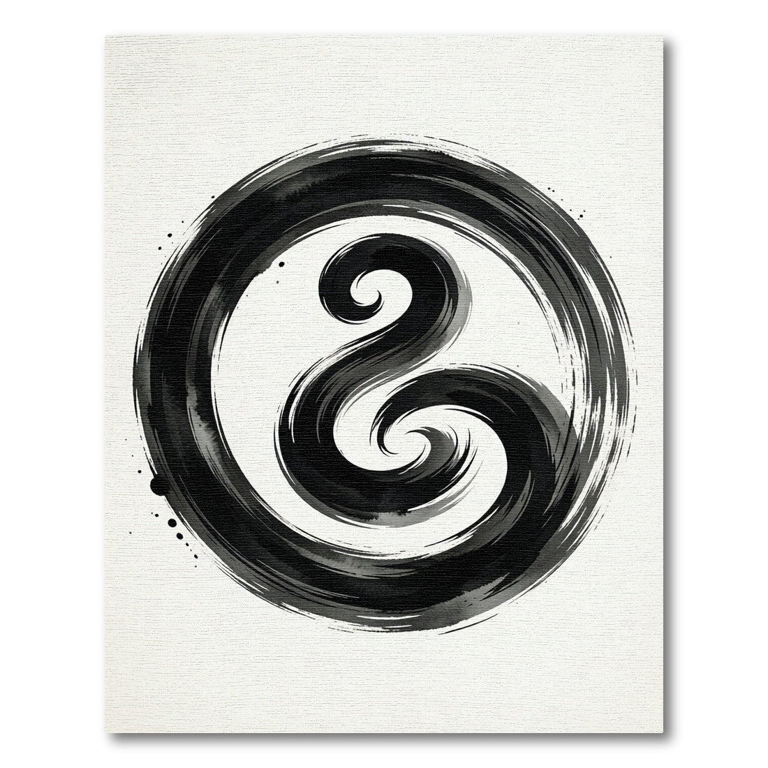 Modern Black Ink Swirl Rug