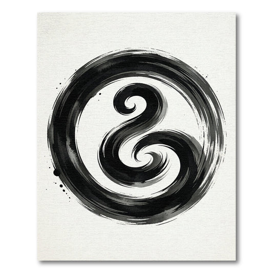 Modern Black Ink Swirl Rug