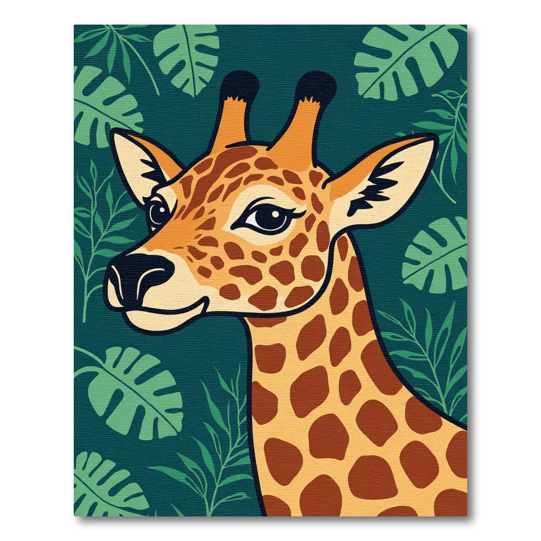 Whimsical Giraffe Jungle Leaf Rug