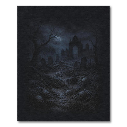 Moonlit Graveyard Skulls Area Rug