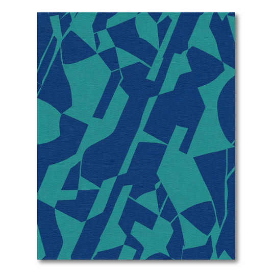 Deep Blue Teal Abstract Geometric Shapes Rug