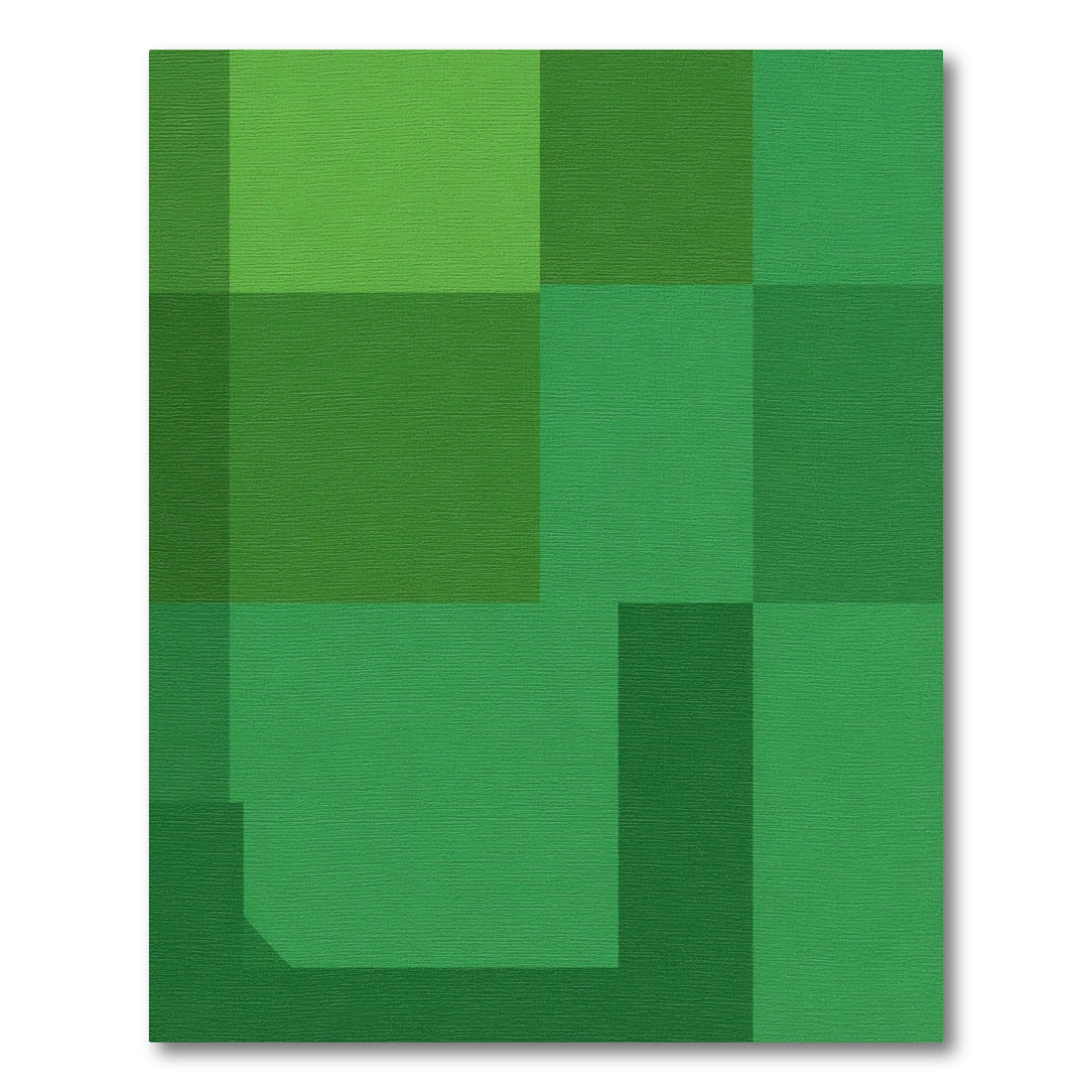 Earthy Green Geometric Blocks Rug