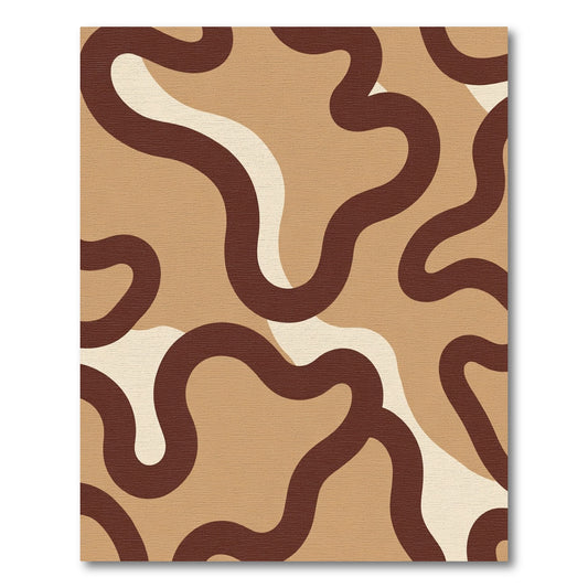 Earthy Tones Abstract Wavy Lines Rug