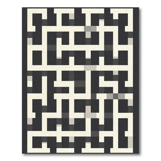 Modern Cream Maze Geometric Rug