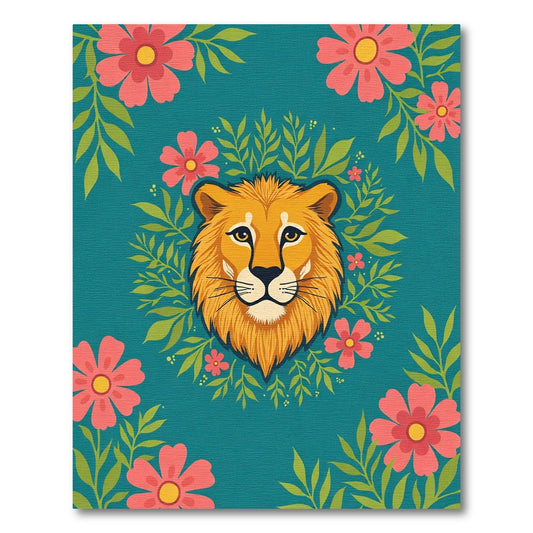 Bold Lion Coral Floral Foliage Rug