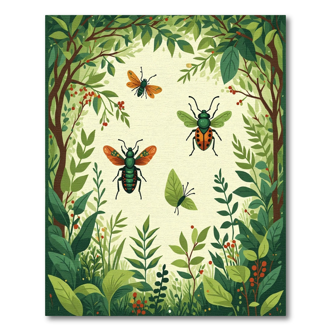 Whimsical Woodland Insect Garden Rug