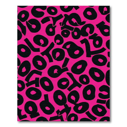 Vibrant Pink Black Abstract Spots Rug