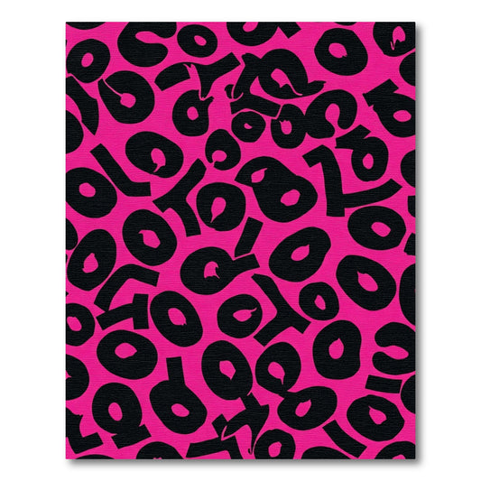 Vibrant Pink Black Abstract Spots Rug