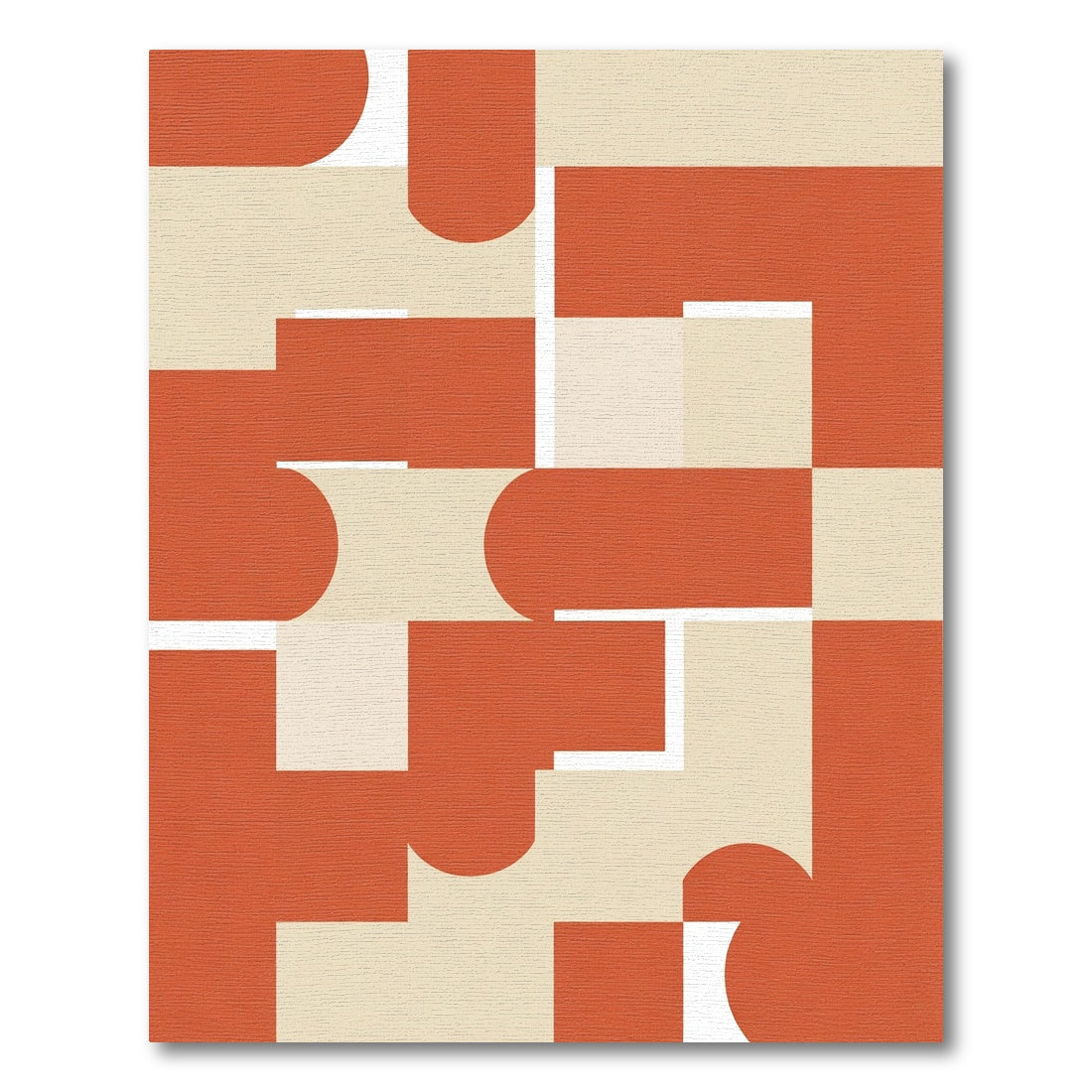 Terra Cotta Ivory Geometric Shapes Rug